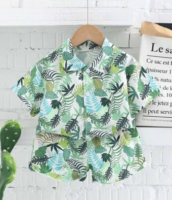 Ensemble Hawaïen pour garçon de couleur verte