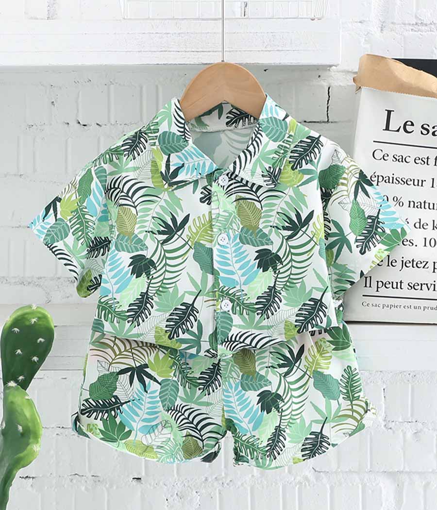 93956-01 Ensemble Hawaïen pour garçon de couleur verte – Image 1