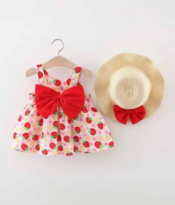 Robe à nœud papillon avec motifs de couleur rouge