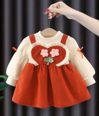 Robe coup de cœur en velours pour petites filles