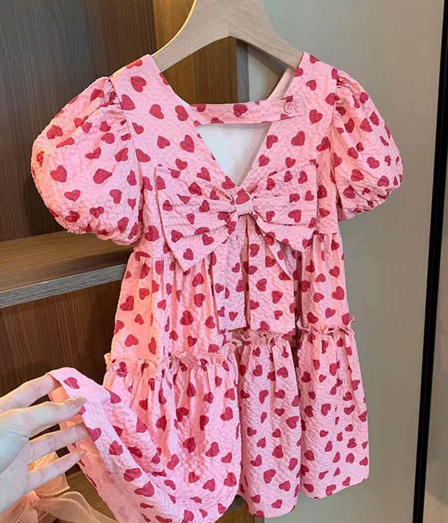 12251-010 Robe rose coup de coeur pour filles – Image 1