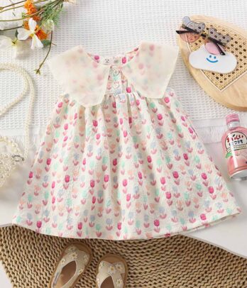 Robe à tulipes colorées avec nœud papillon sur le dos