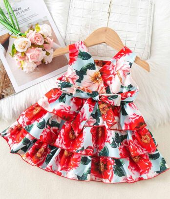 Robe florale à volants pour fillettes