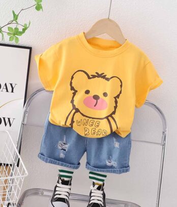 Ensemble de pull jaune à doudou pour garçons