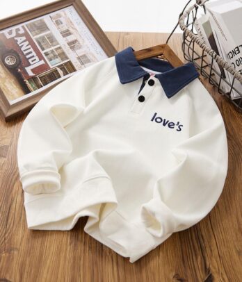 Pull blanc style polo pour garçons