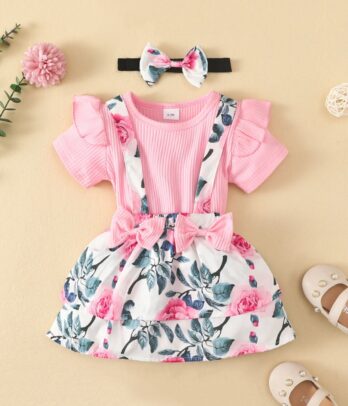 Ensemble de barboteuse florale pour fillettes