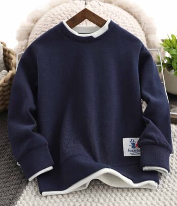 Sweat doux à manches longues bleu nuit pour garçons