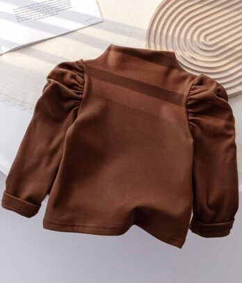 Pull marron à manches longues pour fillettes