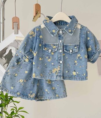 Set de jupe et haut en jean imprimé