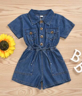 Jumpsuit short en jean pour fillettes