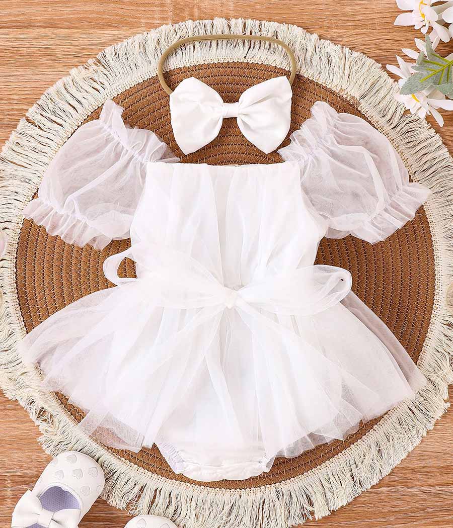 45255-013 Ensemble de barboteuse blanche pour fillettes – Image 1