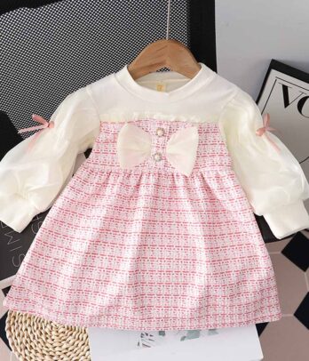 Robe rose à nœud papillon pour fillettes