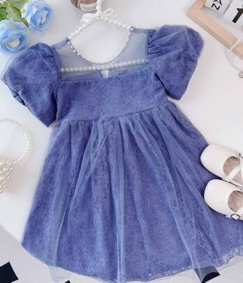 Robe à dentelle de couleur lilas pour fillettes