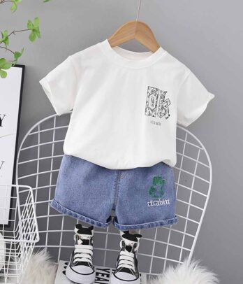Set de jean et T-shirt blanc imprimés pour garçons