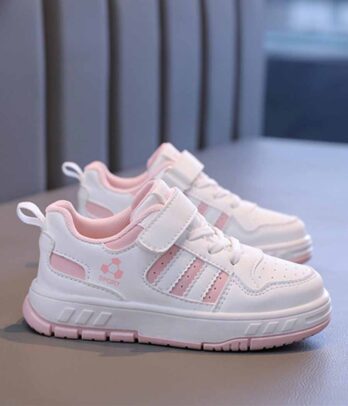 Chaussures de sport pour fillettes blanc et rose