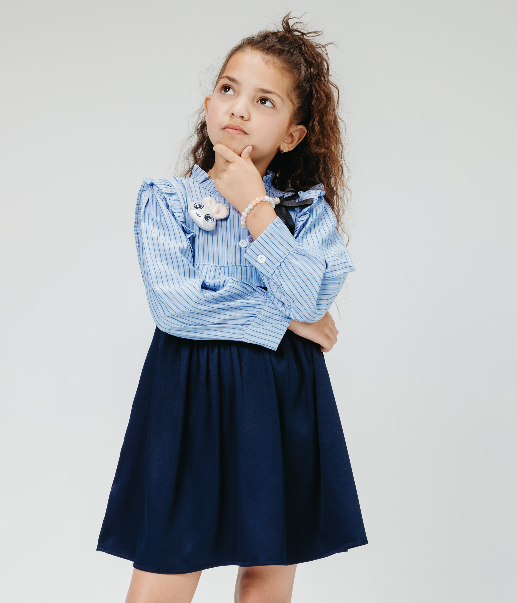 72547 Ensemble robe ray50089e bleu marine0676 Robe bleu marine avec effet chemise – Image 1
