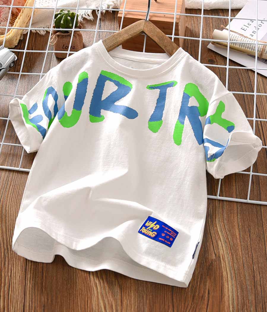 76983-01 T-shirt blanc imprimé pour garçons – Image 1