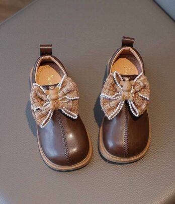 Chaussures classiques marron avec papillon en tweed