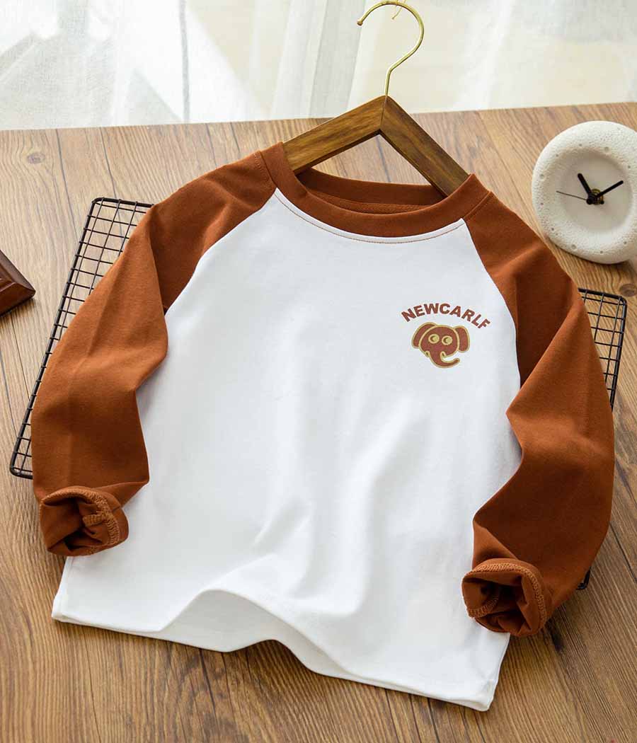 87526-01 Sweat blanc à détail marron pour garçon – Image 1