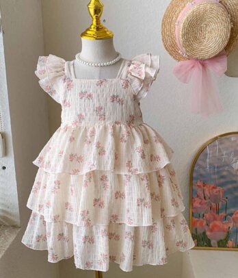 Robe festive à volants floraux pour fillettes