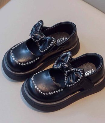 Chaussures noires à nœud papillon pour fillettes