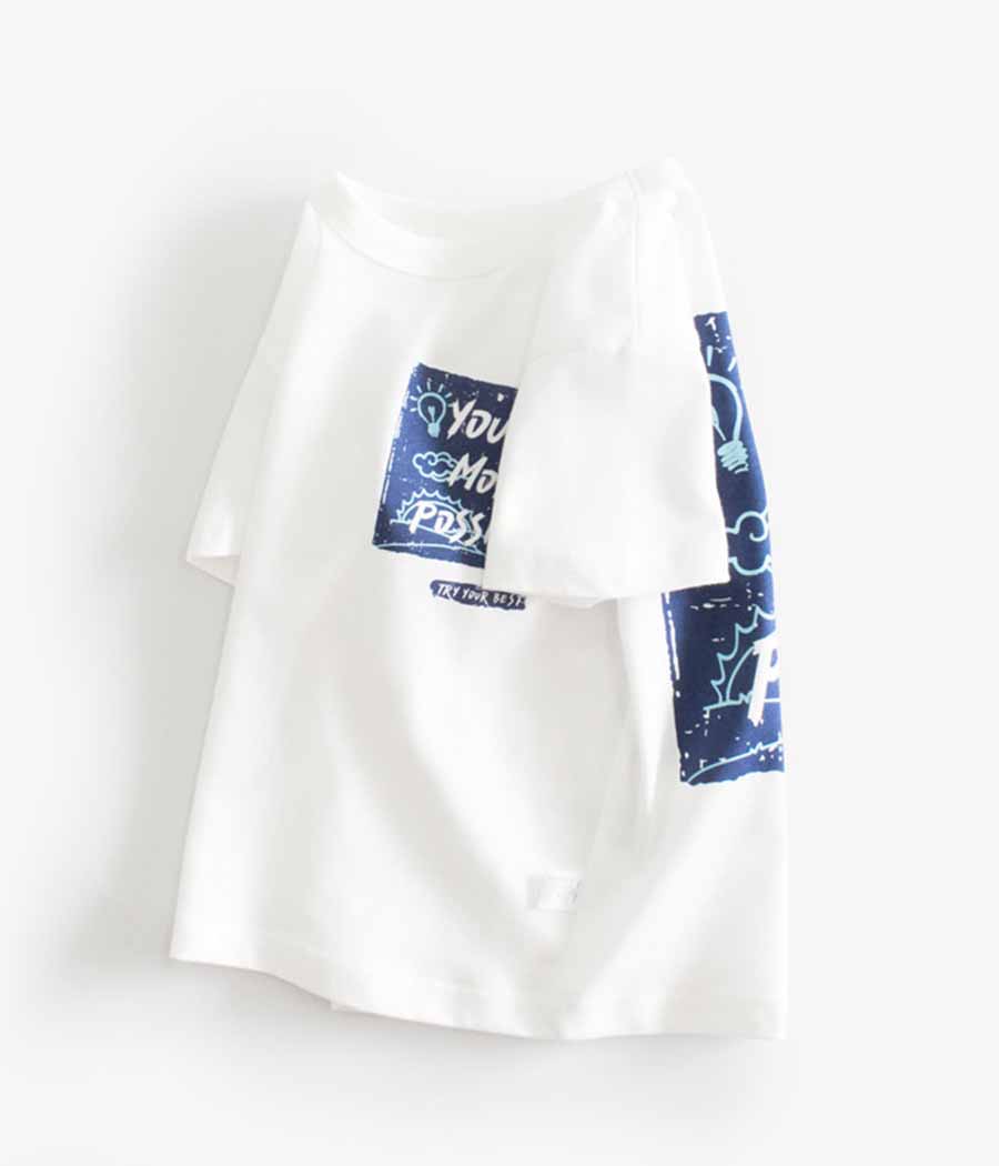 92257-012 T-shirt blanc imprimé pour garçons – Image 1