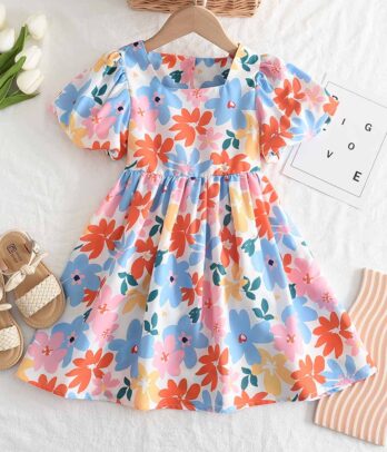 Robe florale dos nu pour fillettes