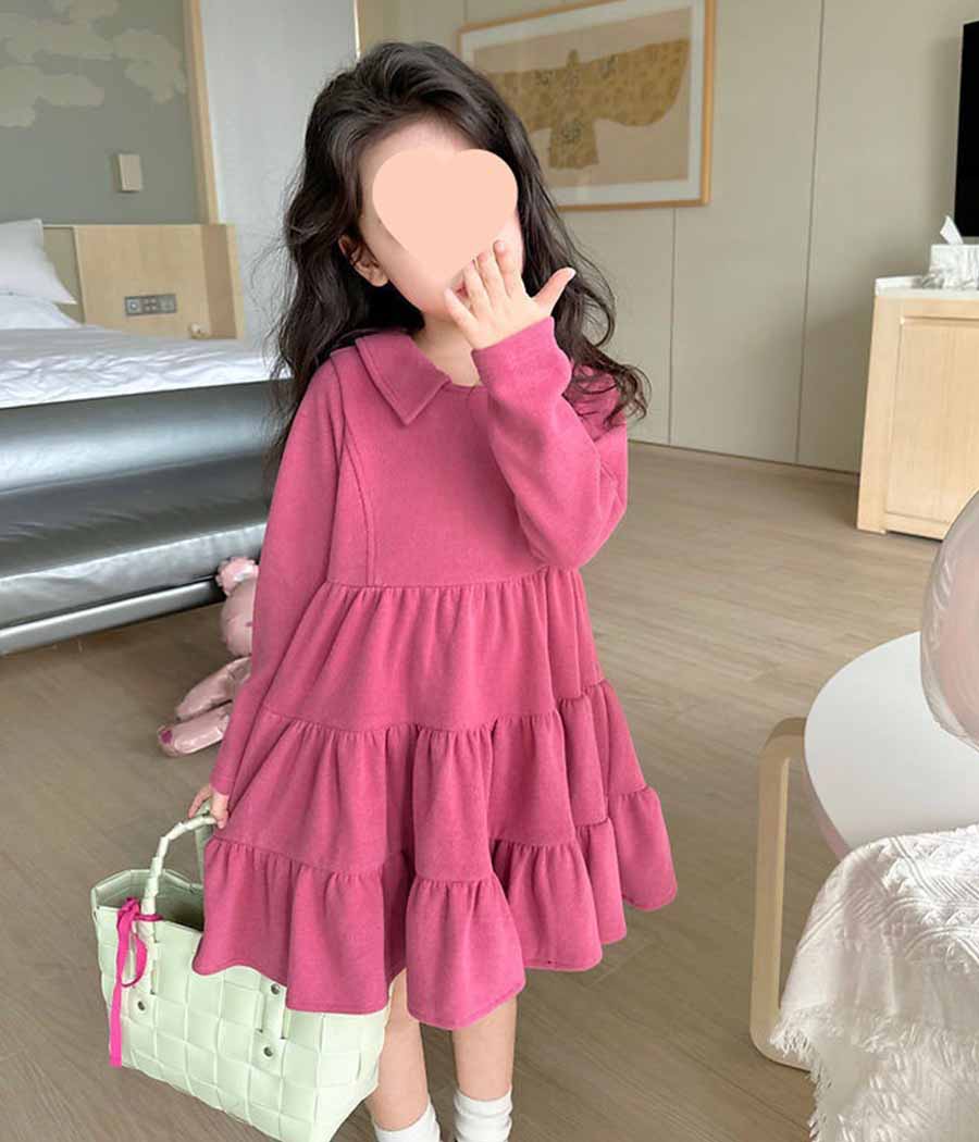 93735-012 Robe rose en velours pour filles – Image 1