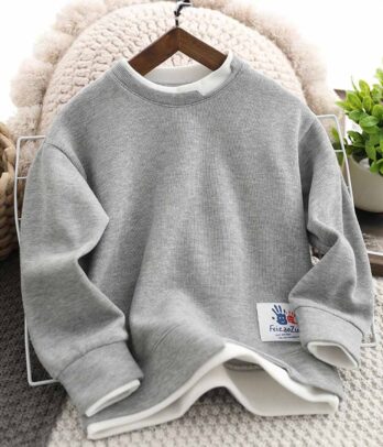 Sweat doux à manches longues gris pour garçons