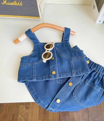 Ensemble de jupe et haut en jean pour fillettes