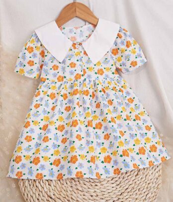 Robe mi longue d'été à fleurs pour filles