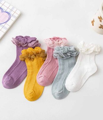 Lot de cinq chaussettes colorées pour fillettes