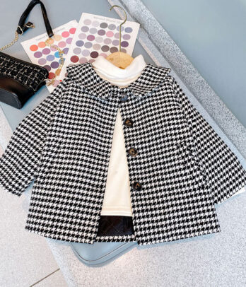 Manteau classique pied de poule pour filles