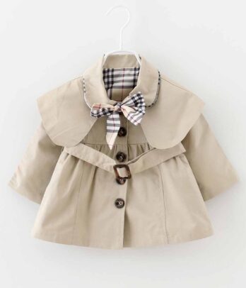 Coupe-vent beige pour filles à simple boutonnage