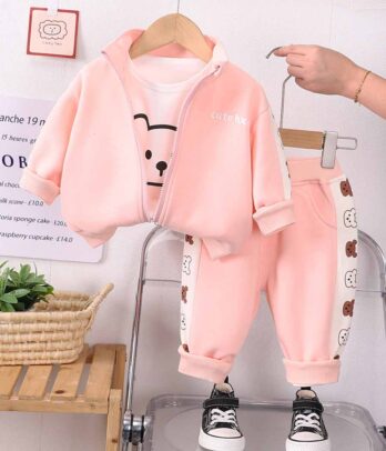 Ensemble de jogging 3 pièces à petits oursons pour fillettes 