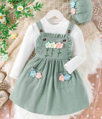 Ensemble de robe verte fleurie