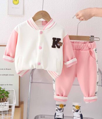 Jogging rose et blanc pour fillettes