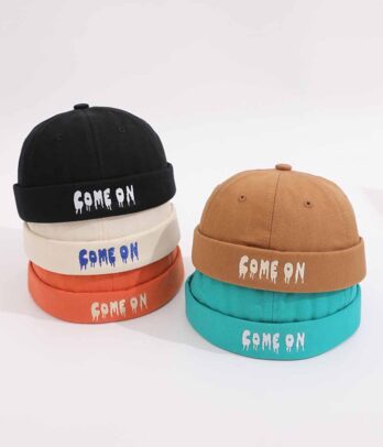 Bonnet docker "COME ON" noir pour enfants