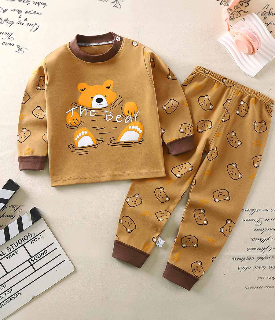 48939-01 Pyjama marron imprimé pour enfants – Image 1