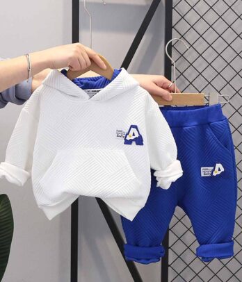 jogging bleu-blanc avec capuche pour garçons
