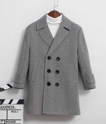 Manteau en laine pour garçons de couleur grise