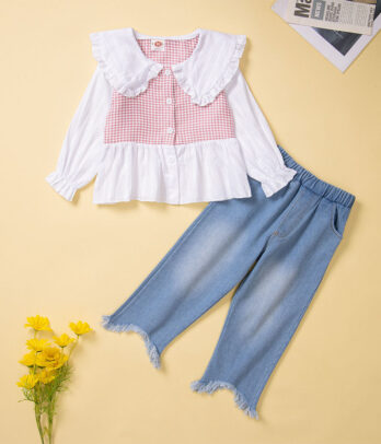 Ensemble de chemise et pantalon en jean pour fillettes