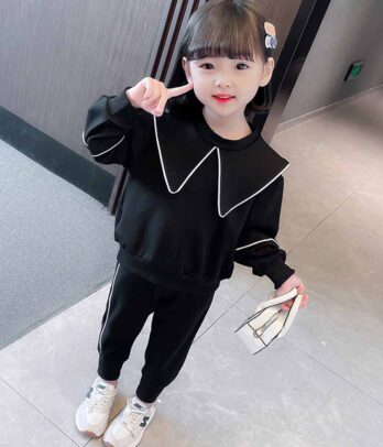 Ensemble de jogging noir pour fillettes