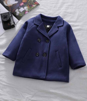 Manteau bleu nuit en laine pour garçons