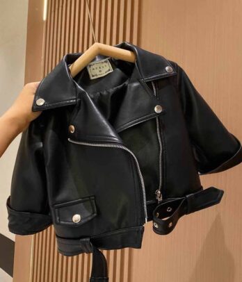 Veste en cuir noire pour enfant