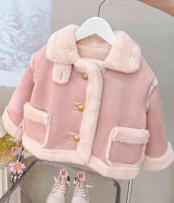 Manteau d'hiver en laine épaisse pour petites filles