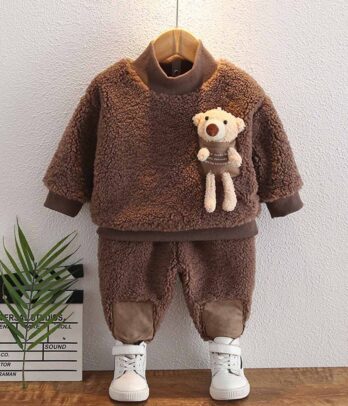 Ensemble de jogging marron en fourrure