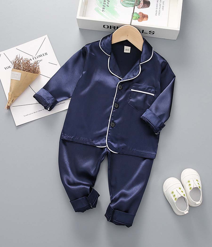 O1CN01pP1iIh28TMxO0IMxy_!!2218104567933-0-cib Pyjama en satin de couleur bleu roi pour enfants – Image 1