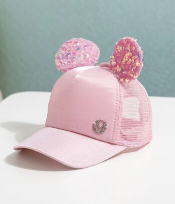 Casquette rose clair à oreilles arrondies pour enfants