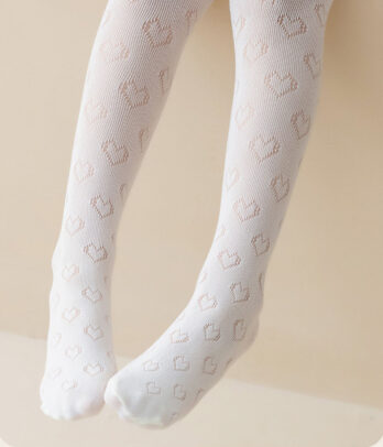 Collant blanc à petit cœur